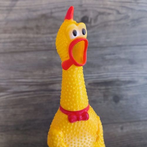 Juguete pollo mediano hule sonido chillón plástico mascotas 1