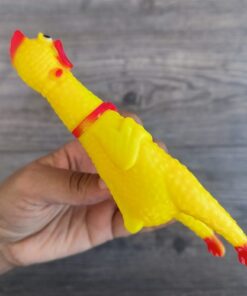 Juguete pollo pequeño hule sonido chillón plástico mascotas 1