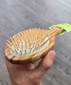 Cepillo plano redondo madera bambú peinar cabello 1
